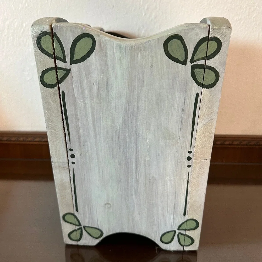 Vtg 1988 E Swank Hand Painted Wooden Penny Farthing Bicycle Magazine Rack Bin